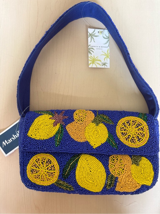 America & Beyond Handbags - America & Beyond Beaded Lemon-Print Shoulder Bag